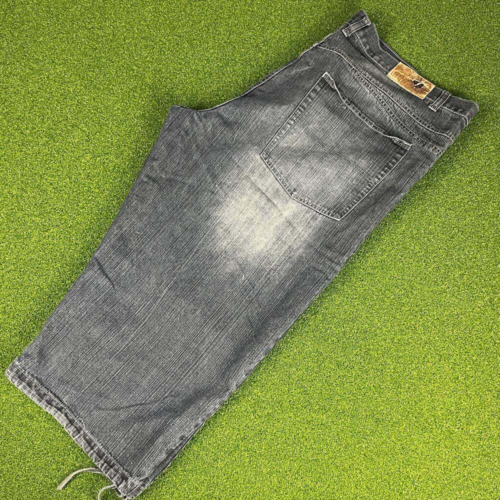 Vintage Y2K Raw Blue Medium Wash Denim Hip Hop Baggy Jean Shorts Sz 50